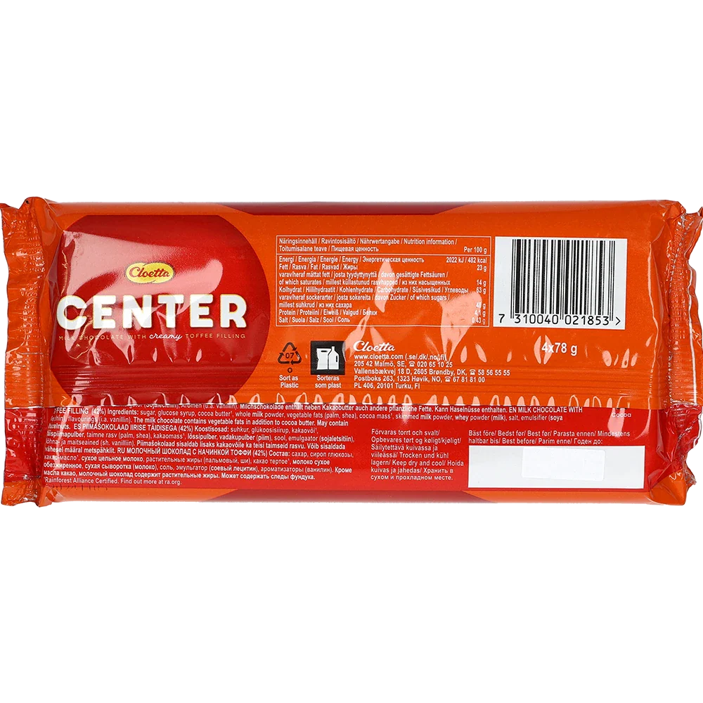 Cloetta Center Rulle 4-pak
