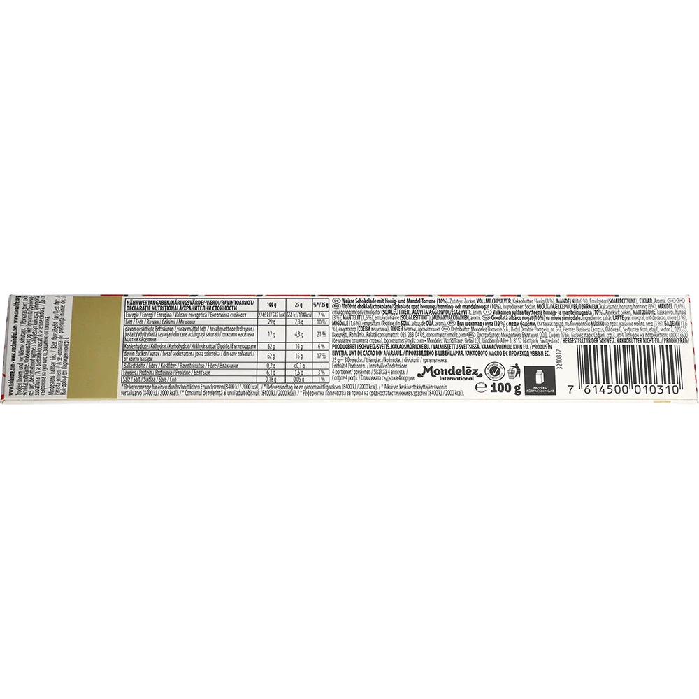 Toblerone Vit, 100g