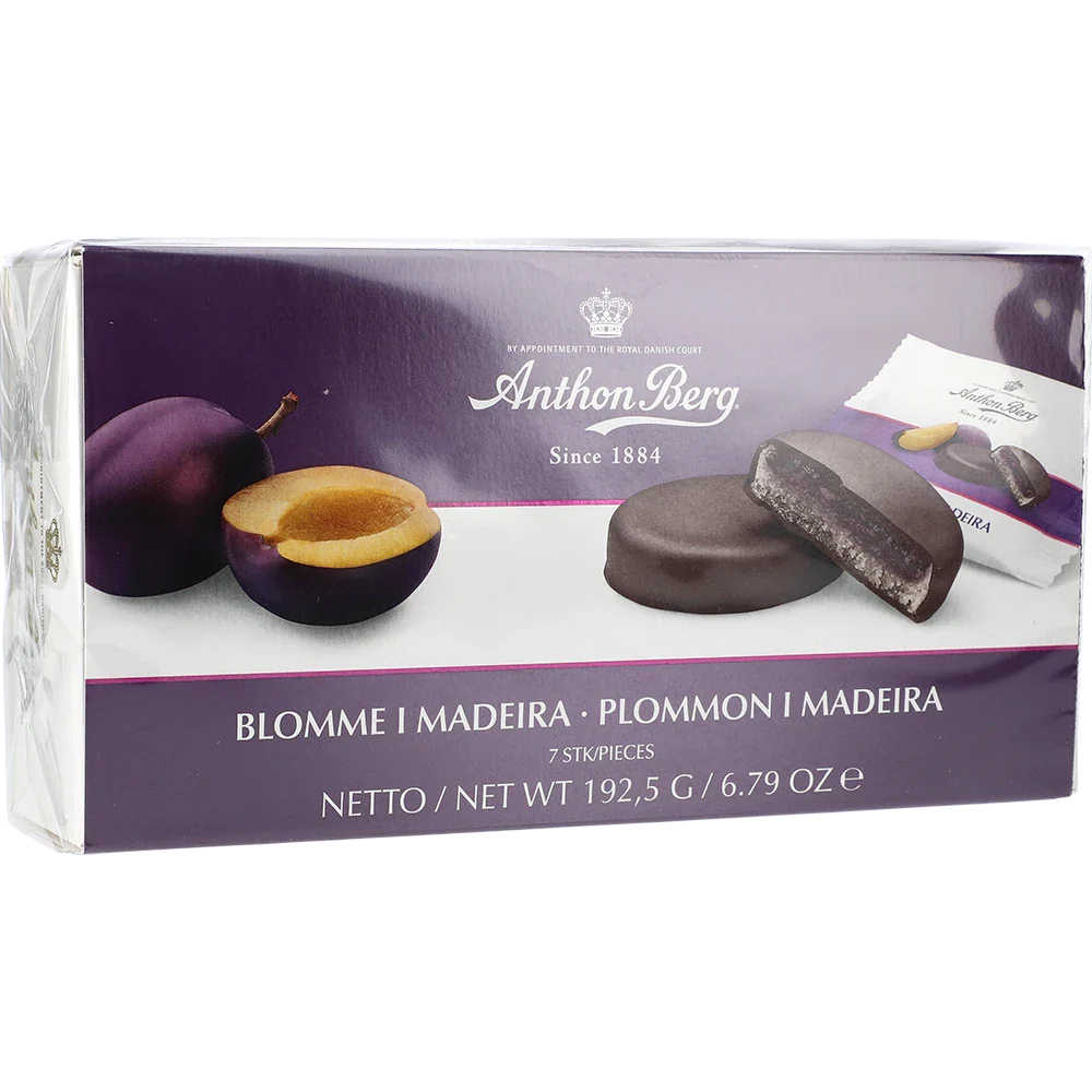 Anthon Berg treats Blomme i madeira