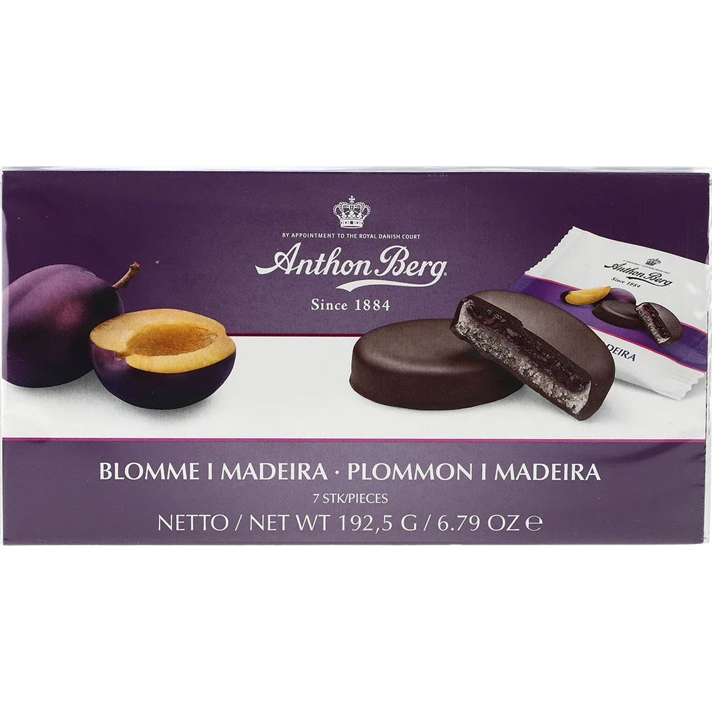 Anthon Berg treats Blomme i madeira