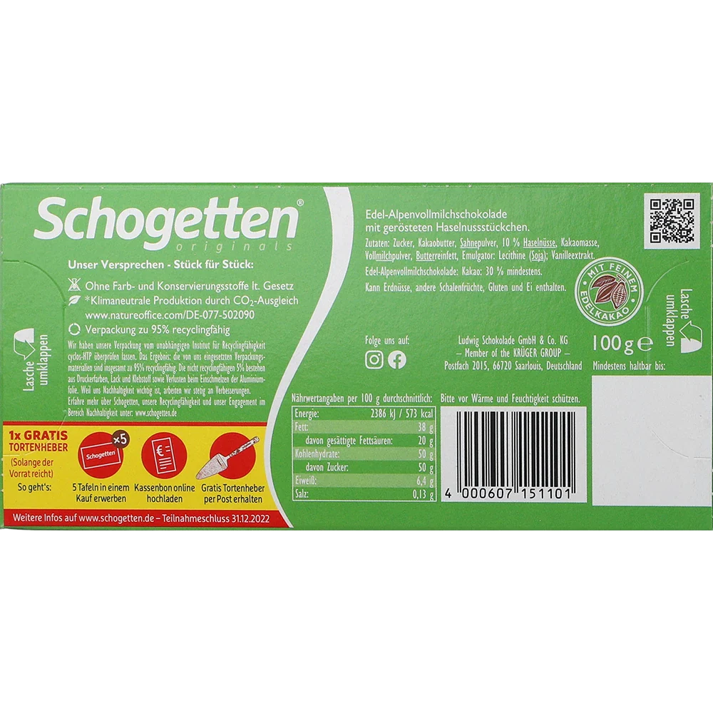Schogetten Alpenvollmilch-Haselnuss