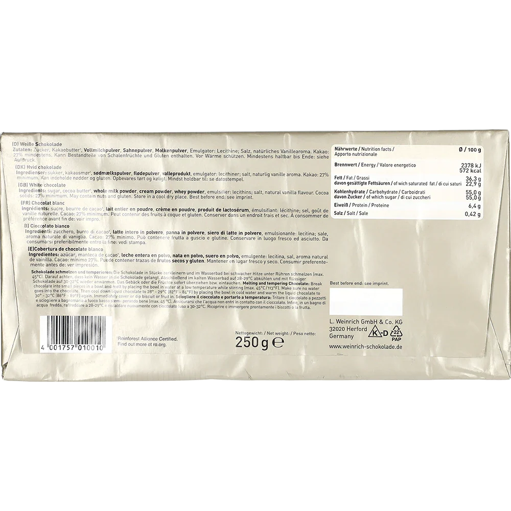 Weinrich's Premium Baking Bar Weisse Schokolade