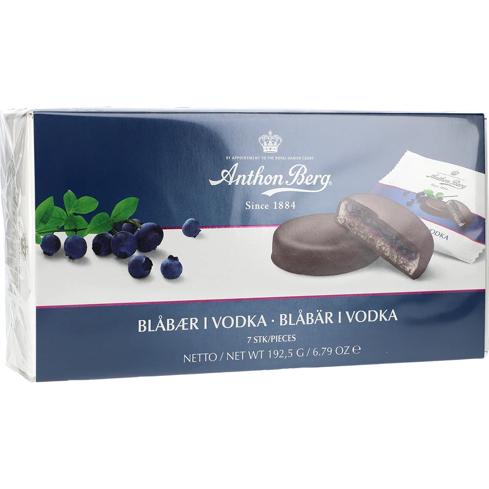 Anthon berg treats Blåbær i vodka