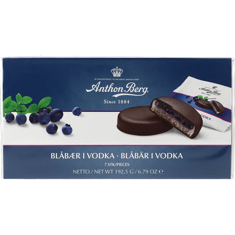 Anthon berg treats Blåbær i vodka