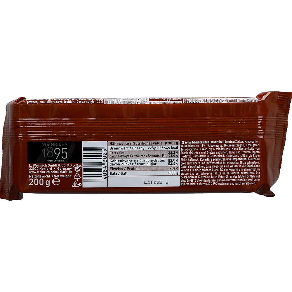 Weinrich Kuvertüre Vollmilch