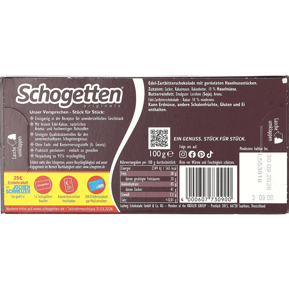 Schogetten Edel-Zartbitter-Haselnuss