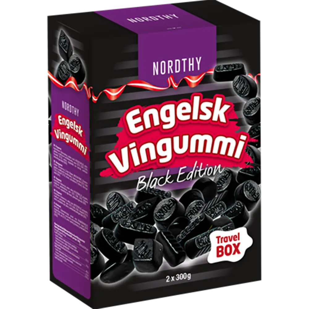 Nordthy Rejseboks Sort Engelsk Vingummi