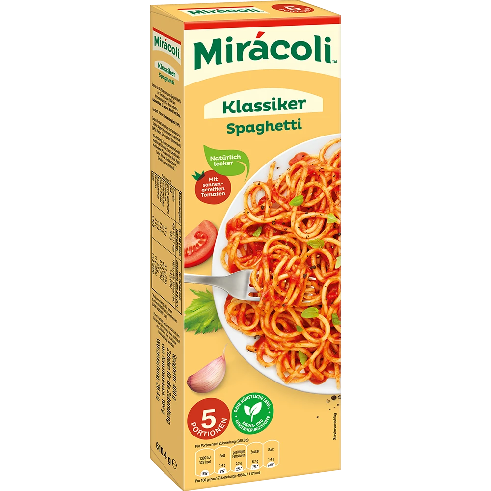 Miracoli Spaghetti mit Tomatens Klassik 5 Port.