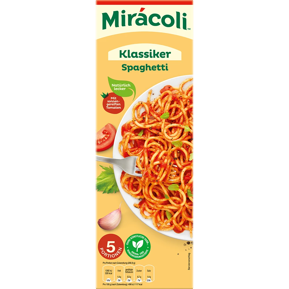 Miracoli Spaghetti mit Tomatens Klassik 5 Port.