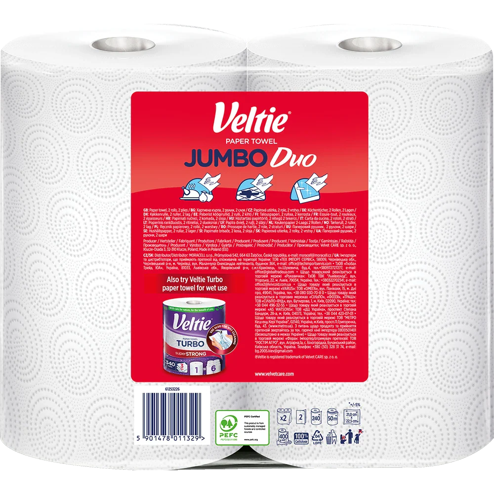 Veltie Küchenrolle Jumbo Duo 2x240Blatt 2lg