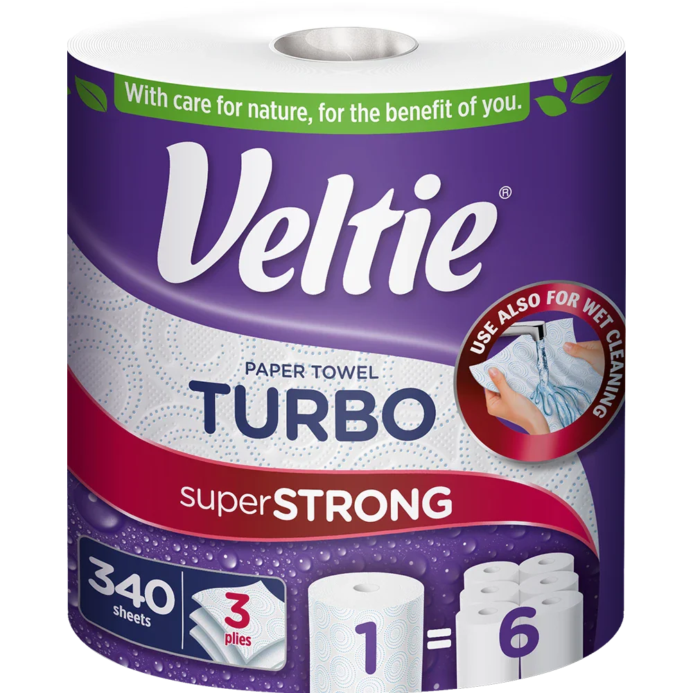 Veltie Hushållspapper Turbo 1x340ark 3-lagers