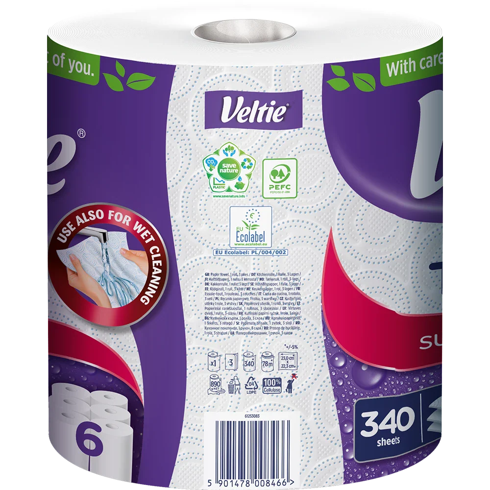 Veltie Hushållspapper Turbo 1x340ark 3-lagers