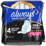 Always Maxi Night bindor med vingar 12-pack, Stl 3