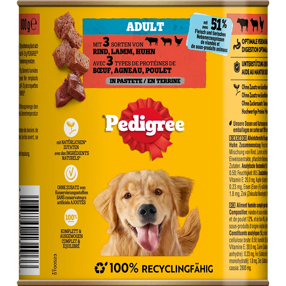 Pedigree Rind, Lamm, Huhn