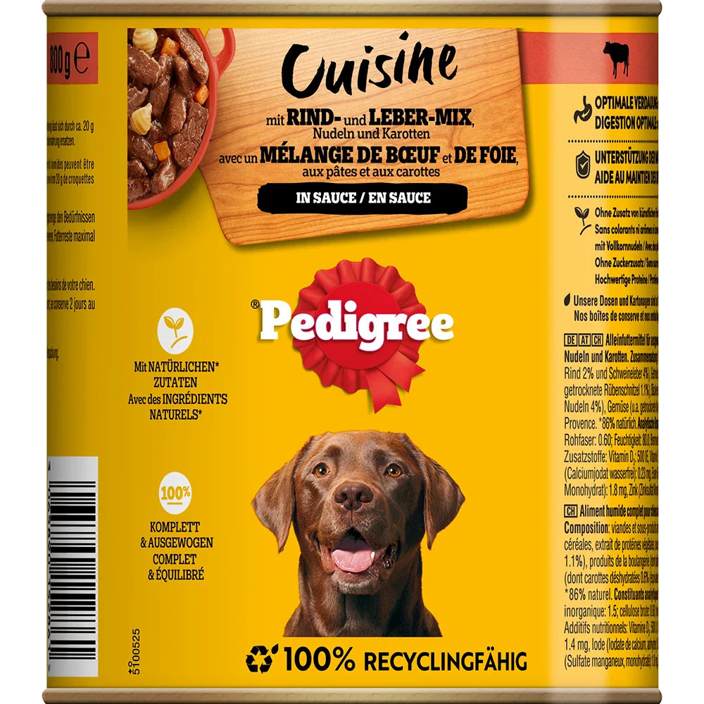 Pedigree Rind, Nudeln in Sauce